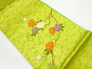 金駒刺繍花葉模様名古屋帯